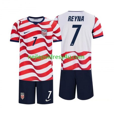 Fotbalový Dres Spojené Státy Americké Giovanni Reyna 7 Dětské Domácí Mistrovství světa 2026 Fotbalový Dres Spojené Státy Americké Giovanni Reyna 7 Dětské Domácí Mistrovství světa 2026